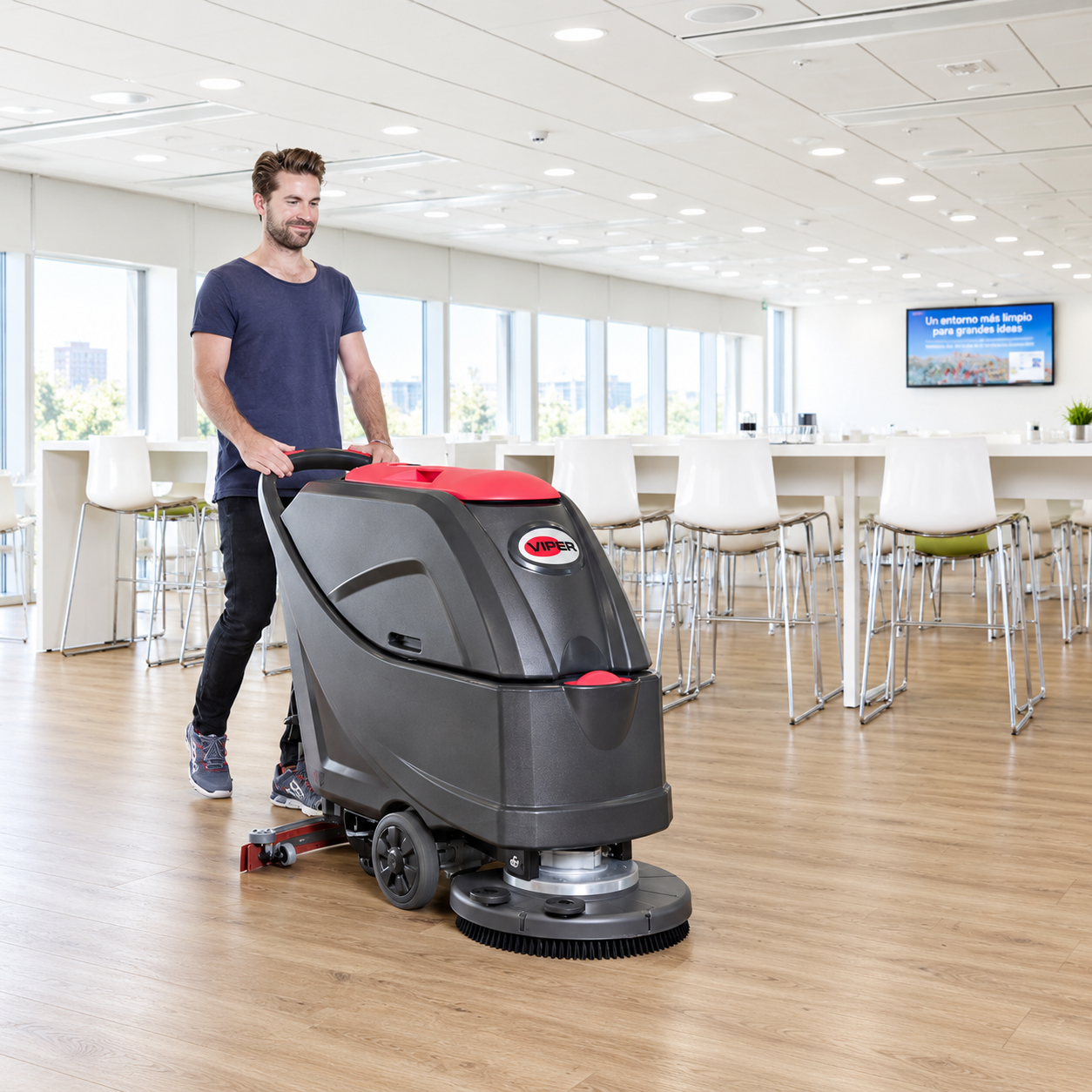 Nilfisk AS5160T Gel Bat 140 restregadora hombre caminando Nilfisk AS5160T Gel Bat 140 restregadora hombre caminando