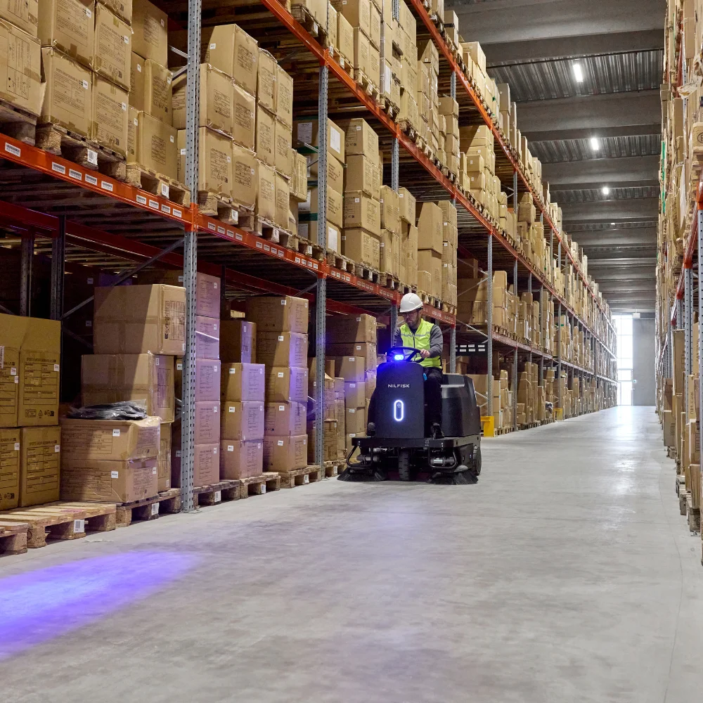 Barredora Nilfisk SW3000 a batería para almacenes y centros comerciales
