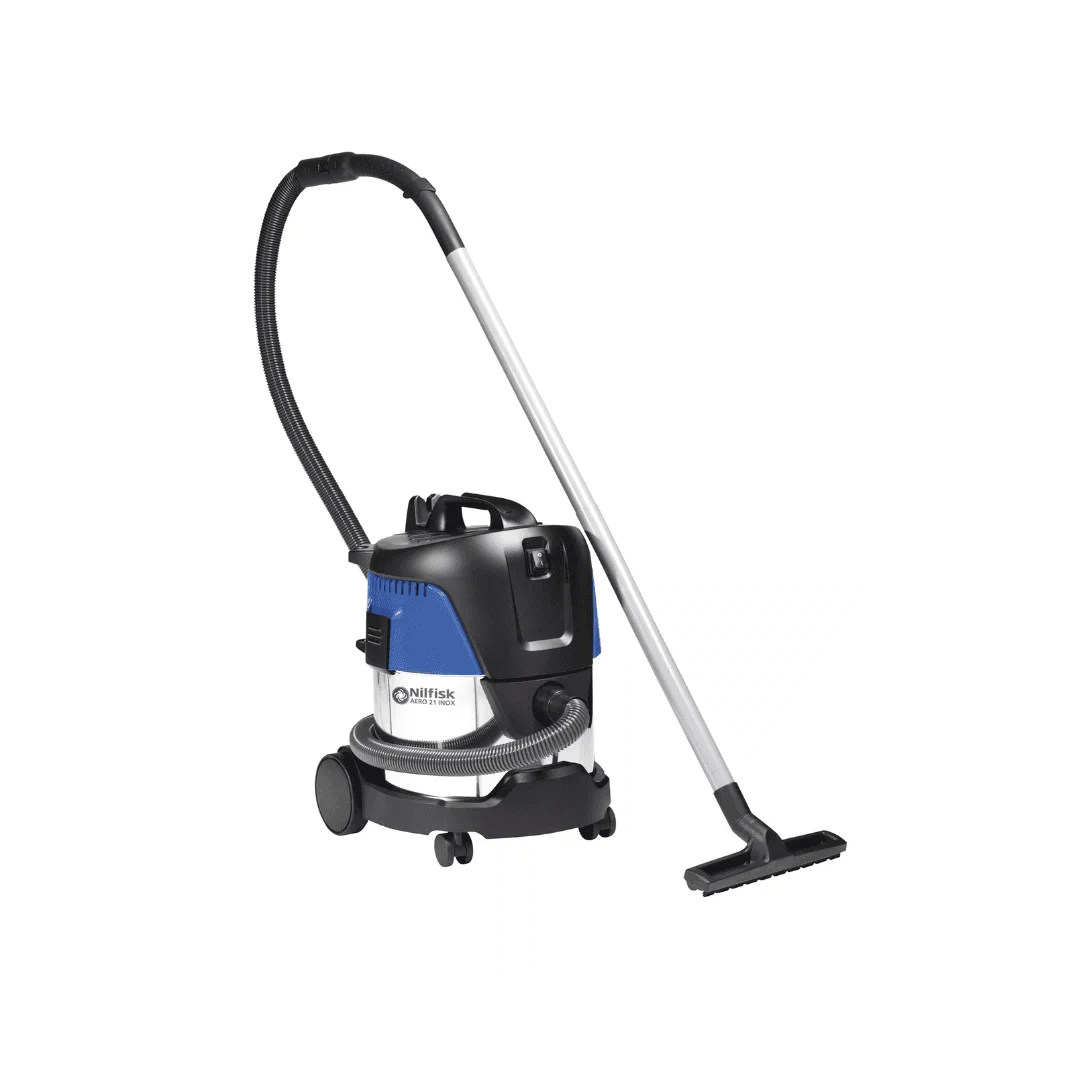 Tanque de 20L de Acero Inoxidable y motor de 1.34Hp. Bolsa de polvos más filtro de agua para motor. Accesorios incluidos. Limpieza de filtro Push clean y opción de soplado - AERO 21-01